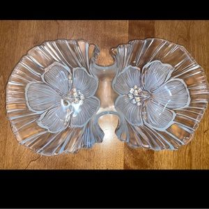 Mikasa two sided dish hibiscus EUC Clear & Frosted Glass